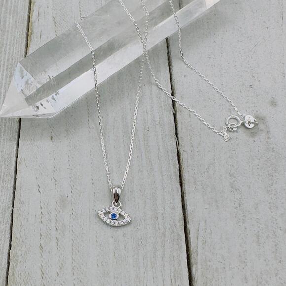 Evil Eye Minimalist Necklace, Dainty, Cz Necklace - Picture 3 of 5